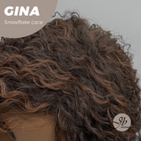 JBEXTENSION 16 Inches Deep Curly Black with Brown Highlight Pre-Cut Snowflake Lace Frontlace Glueless Wig GINA SNOWFLAKE【PERMATEASE】