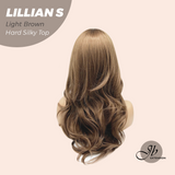 JBEXTENSION 22 Inches Scalpiana Light Brown Curly 3.5X4 Hard Silky Top Natural Scalp Effect Wig LILLIAN S LIGHT BROWN