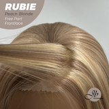 JBEXTENSION 30 Inches Peach Blonde Long Straight Fiber X, Tangle Less Pre-Cut Free Part Frontlae Glueless Wig RUBIE PEACH BLONDE