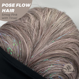 JBEXTENSION 18 Inches Smog Pink with Tinsel Headband Wig POSE FLOW HAIR - SMOG PINK WITH TINSEL