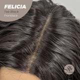 JBEXTENSION 28 Inches Extra Curly Tea Black Darkest Brown Long Pre-Cut Frontlace Glueless Wig FELICIA TEA BLACK