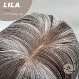 JBEXTENSION 20 Inches Scalpiana Grey Wolf Cut 3.5X4 Hard Silky Top Natural Scalp Effect Wig With Bangs LILA GREY
