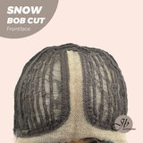 JBEXTENSION Peluca de encaje frontal gris blanco con corte Bob de 14 pulgadas, corte Bob de nieve