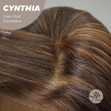 JBEXTENSION 25 Inches Auburn Highlight Pre-Cut Free Part Frontlace Glueless Wig CYNTHIA