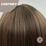 JBEXTENSION 26 Inches Brown With Highlight Wave Wig With Bangs CORTNEY