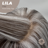 JBEXTENSION 20 Inches Scalpiana Grey Wolf Cut 3.5X4 Hard Silky Top Natural Scalp Effect Wig With Bangs LILA GREY
