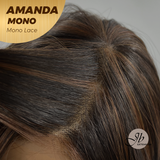 [PRE-ORDER] JBEXTENSION AMANDA MONO Full Monofilament Handmade Full Lace Full Hand Tied Wig 10 Inches Black With Caramel Highlight Mono Lace Handmade Futura Fiber Wig Glueless Wig AMANDA MONO