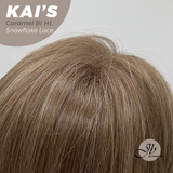JBEXTENSION 18 Inches Caramel Blonde Highlight Pre-Cut Snowflake Lace Frontlace Glueless Wig KAI'S CARAMEL BLONDE HIGHLIGHT【PERMATEASE】【BENDY EAR TABS】
