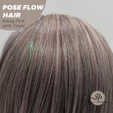 JBEXTENSION 18 Inches Smog Pink with Tinsel Headband Wig POSE FLOW HAIR - SMOG PINK WITH TINSEL