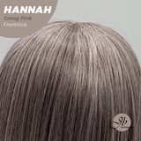 JBEXTENSION 20 Inches Smog Pink Pre-Cut Frontlace Glueless Wig with Bangs HANNAH SMOG PINK