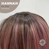 JBEXTENSION 20 Inches Mix Pink Pre-Cut Frontlace Glueless Wig with Bangs HANNAH MIX PINK