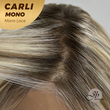 JBEXTENSION CARLI MONO Full Monofilament Wig 14 Inches Mix Blonde Wave Mono Lace Wig With Anti-slip Silicone Strips Glueless Wig CARLI MONO