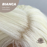 JBEXTENSION 16 Inches Platinum Blonde Wave Free Part Pre-Cut Frontlace Glueless Wig BIANCA