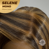 HOT OF SEASON -  SELENE MONO Monofilament Handmade Wig 6X5 Full Monofilament Hand Tied Top Wig 25 Inches Caramel Mono Lace Wig With Anti-slip Silicone Strips Glueless Wig SELENE MONO