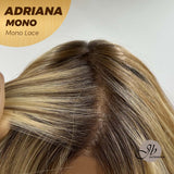 JBEXTENSION ADRIANA MONO Full Monofilament Handmade Full Lace Full Hand Tied Wig 14 Inches Blonde With Dark Root Wave Mono Lace Handmade Futura Fiber Wig With Anti-slip Silicone Strips Glueless Wig Adriana Mono