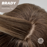 JBEXTENSION 12 Inches Scalpiana Wave Hazelnut 3.5X4 Hard Silky Top Natural Scalp Effect Wig with Bang BRADY HAZELNUT