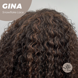 JBEXTENSION 16 Inches Deep Curly Black with Brown Highlight Pre-Cut Snowflake Lace Frontlace Glueless Wig GINA SNOWFLAKE【PERMATEASE】