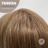 JBEXTENSION 18 Inches Caramel Blonde Highlight Pre-Cut Snowflake Lace Frontlace Glueless Wig TERESA CARAMEL BLONDE HIGHLIGHT【PERMATEASE】【BENDY EAR TABS】