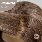 JBEXTENSION 28 Inches Long Apricot Curly Pre-Cut Free Part Frontlace Glueless Wig DEANNA FREE PART