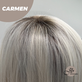 JBEXTENSION 13 Inches Short Silver Women Fashion Wig With Bangs CARMEN【PLUS PERMATEASE】【BENDY EAR TABS】
