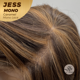 JBEXTENSION JESS MONO Monofilament Handmade Wig 6X5 Full Monofilament Hand Tied Top Wig 10 Inches Caramel Mono Lace Wig With Anti-slip Silicone Strips Glueless Wig JESS MONO CARAMEL【BENDY EAR TABS】