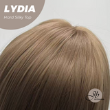JBEXTENSION 28 Inches Scalpiana Long Wolf Cut Light Brown 3.5X4 Hard Silky Top Natural Scalp Effect Wig With Bangs LYDIA