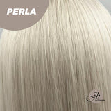 JBEXTENSION Peluca recta blanca de 24 pulgadas con flequillo PERLA