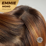 JBEXTENSION EMMIE MONO Monofilament Handmade Wig 6X5 Full Monofilament Hand Tied Top Wig 26 Inches Auburn Curly Mono Lace Wig With Anti-slip Silicone Strips Glueless Wig EMMIE MONO