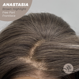 JBEXTENSION 20 Inches Brown Highlight Curly Pre-Cut 13X3 Lace Free Part Frontlace Glueless Wig ANASTASIA BROWN HIGHLIGHT