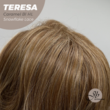 [PRE-ORDER] JBEXTENSION 18 Inches Caramel Blonde Highlight Pre-Cut Snowflake Lace Frontlace Glueless Wig TERESA CARAMEL BLONDE HIGHLIGHT【PERMATEASE】