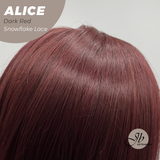 JBEXTENSION 12 Inches Dark Red Pre-Cut Side Part Snowflake Lace Frontlace Glueless Wig ALICE DARK RED【BENDY EAR TABS】