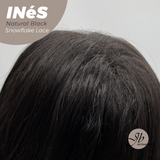 JBEXTENSION 22 Inches Natural Black Pre-Cut Snowflake Lace Frontlace Glueless Wig INéS NATURAL BLACK【PERMATEASE】