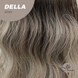 JBEXTENSION 25 Inches Balayage Light Blonde With Dark Root Curly Wig With Bangs DELLA SILVER