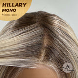 JBEXTENSION HILLARY MONO Full Monofilament Wig 16 Inches Blonde With Dark Root Straight Mono Lace Wig With Anti-slip Silicone Strips Glueless Wig Hillary Mono