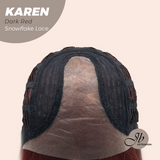 JBEXTENSION 18 Inches Dark Red Pre-Cut T Part Snowflake Lace Frontlace Glueless Wig KAREN DARK RED【BENDY EAR TABS】