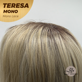 JBEXTENSION TERESA MONO 16INCH Monofilament Handmade Wig 6X5 Full Monofilament Hand Tied Top Wig 16 Inches Mix Blonde Curly Mono Lace Wig With Anti-slip Silicone Strips Glueless Wig TERESA MONO - 16Inch【BENDY EAR TABS】
