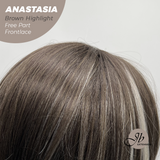 JBEXTENSION 20 Inches Brown Highlight Curly Pre-Cut 13X3 Lace Free Part Frontlace Glueless Wig ANASTASIA BROWN HIGHLIGHT
