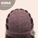 JBEXTENSION 16 Inches Deep Curly Black with Brown Highlight Pre-Cut Snowflake Lace Frontlace Glueless Wig GINA SNOWFLAKE【PERMATEASE】