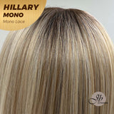 JBEXTENSION HILLARY MONO Full Monofilament Wig 16 Inches Blonde With Dark Root Straight Mono Lace Wig With Anti-slip Silicone Strips Glueless Wig Hillary Mono