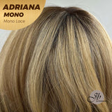 JBEXTENSION ADRIANA MONO Full Monofilament Handmade Full Lace Full Hand Tied Wig 14 Inches Blonde With Dark Root Wave Mono Lace Handmade Futura Fiber Wig With Anti-slip Silicone Strips Glueless Wig Adriana Mono