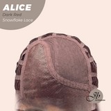 JBEXTENSION 12 Inches Dark Red Pre-Cut Side Part Snowflake Lace Frontlace Glueless Wig ALICE DARK RED【BENDY EAR TABS】