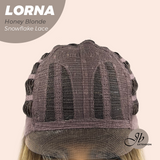 JBEXTENSION 18 Inches Honey Blonde Curly Pre-Cut Snowflake Lace Frontlace Glueless Wig LORNA SNOWFLAKE HONEY BLONDE【PERMATEASE】【BENDY EAR TABS】