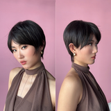 JBEXTENSION Short Hair 30% Real Human Hair Midnight Brown( Black/Brown) Unisex Wig Man Wig KEN