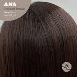 JBEXTENSION 28 Inches Reddish Brown Straight 13X6 Free Part Frontlace Glueless Wig ANA REDDISH BROWN