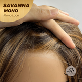 [PRE-ORDER] JBEXTENSION SAVANNA MONO Full Monofilament Wig 16 Inches Brown With Highlight Wave Mono Lace Wig With Anti-slip Silicone Strips Glueless Wig SAVANNA MONO