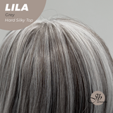 JBEXTENSION 20 Inches Scalpiana Grey Wolf Cut 3.5X4 Hard Silky Top Natural Scalp Effect Wig With Bangs LILA GREY