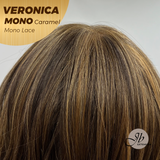 JBEXTENSION VERONICA MONO Full Monofilament Wig 12 Inches Caramel Wave Mono Lace Wig With Anti-slip Silicone Strips Glueless Wig VERONICA MONO CARAMEL