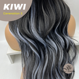 JBEXTENSION GENERATION FIVE 28 Inches Long Wave Black With Blue Highlight Wig KIWI G5