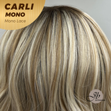 [PRE-ORDER] JBEXTENSION CARLI MONO Monofilament Handmade Wig 6X5 Full Monofilament Hand Tied Top Wig 14 Inches Mix Blonde Wave Mono Lace Wig With Anti-slip Silicone Strips Glueless Wig CARLI MONO