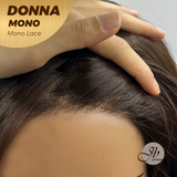 [PRE-ORDER] JBEXTENSION DONNA MONO Monofilament Handmade Wig 6X5 Full Monofilament Hand Tied Top Wig 18 Inches Dark Brown Wave Mono Lace Wig With Anti-slip Silicone Strips Glueless Wig DONNA MONO